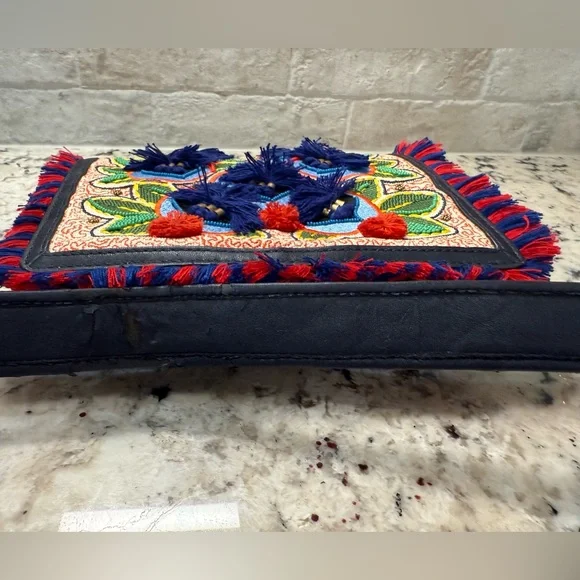 Tory Burch GUC Multicolor Embroidered & Leather Crossbody - Picture 3 of 16